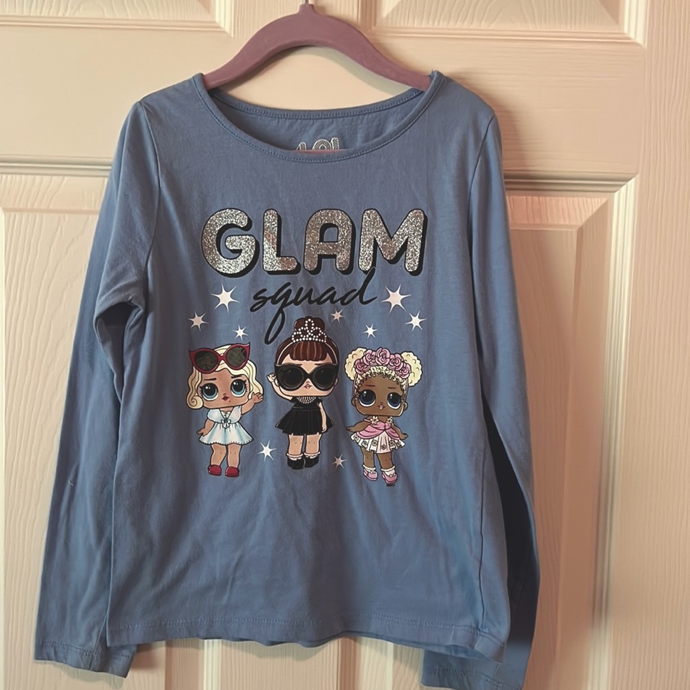 LOL Surprise Glam squad girl shirt size M blue with glitter
